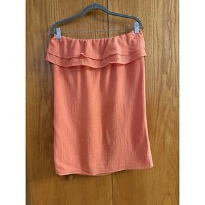 J. CREW Skirt Wm S Coral Peach Lined Ruffle Tiered 100% Cotton Slub Gauze Girly